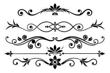  calligraphic ornamental divider collection line art silhouette vector illustration