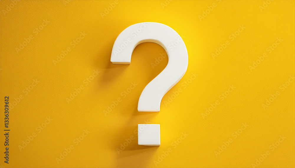 Leinwandbilder question mark on bright yellow background. 3d rendering. faq and qa. problem solution.