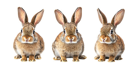 Pack Rabbits set against transparent background for Animal Illustrations, Pet Branding, or Easter-Themed Designs