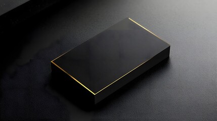 mockup on a matte black business card, with gold foil accents and a luxurious vibe