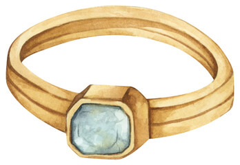 Watercolor Diamond Ring – Luxury Wedding Jewelry Illustration for Invitations & Decor