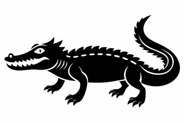crocodile line art silhouette vector illustration