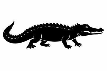 crocodile line art silhouette vector illustration