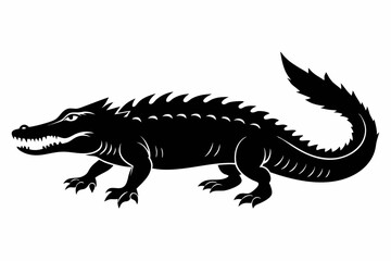 crocodile line art silhouette vector illustration