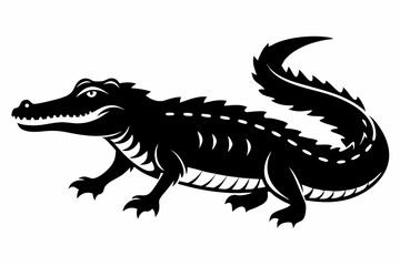 crocodile line art silhouette vector illustration