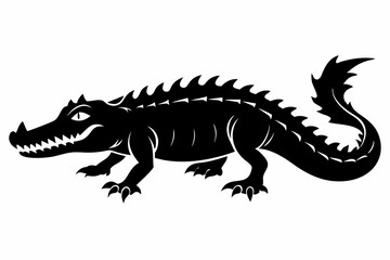 crocodile line art silhouette vector illustration