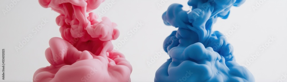 Poster pink and blue ink swirls creating artistic abstract visual effects
