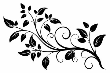 elegant leafy vine line art silhouette vector illustration © Pinak