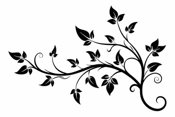 elegant leafy vine line art silhouette vector illustration