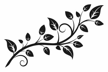elegant leafy vine line art silhouette vector illustration