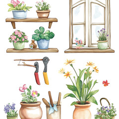 flowers in pots on the windowsill