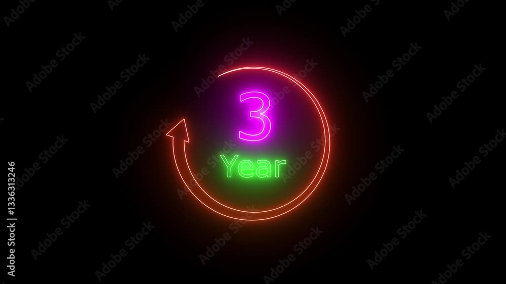 Poster 1 leap year countdown timer animation, 0-4 counting up year neon number