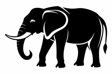 Fototapeta premium elephant animal line art silhouette vector illustration