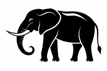 Fototapeta premium elephant animal line art silhouette vector illustration