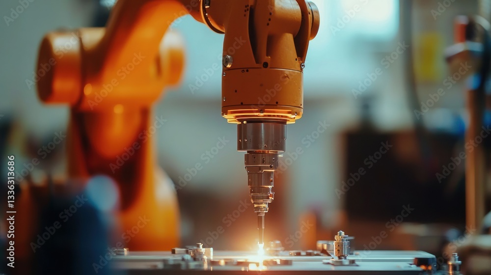 Poster A robotic arm performing precise automated welding on a metal surface