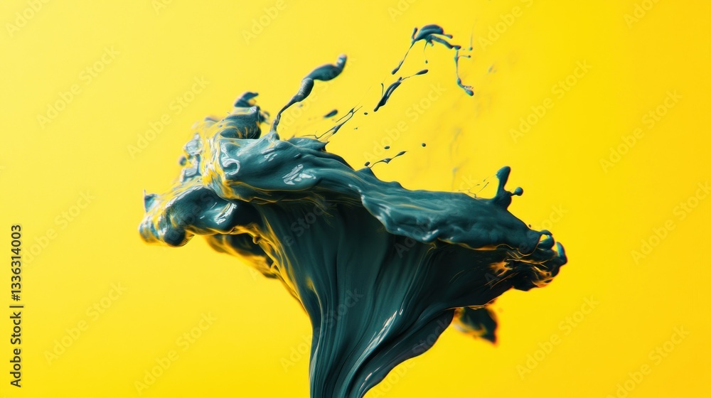 Aufkleber Dynamic display of liquid teal paint creating an intriguing splash
