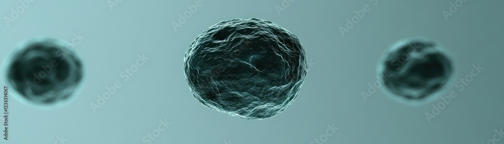 Poster Three Spherical Objects Displayed Against A Solid Blue Background