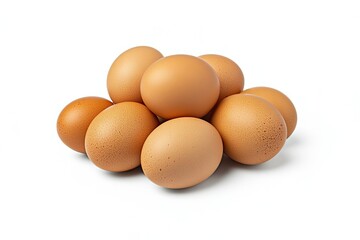 Fresh Brown Eggs Stack, Close-up Studio Shot, Food Photography, Natural Healthy Ingredients