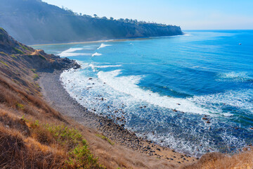 Scenic Ocean View with Surfers at Bluff Cove, Palos Verdes, California