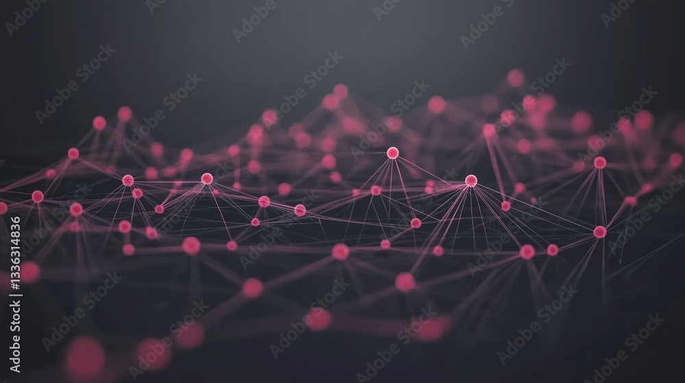 Poster Connected spheres and lines create a complex abstract network formation