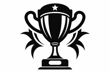 gold trophy line art silhouette vector illustration