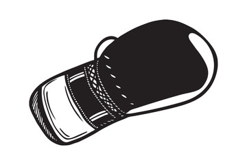 A black and white silhouette vector illustration of a boxing glove.eps