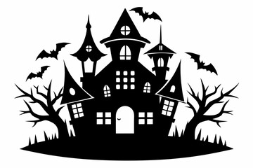 halloween haunt icon line art silhouette vector illustration