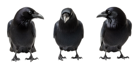 Pack Crows set against transparent background for Wildlife Illustrations, Mythological Themes, or Bird-Themed Design Projects