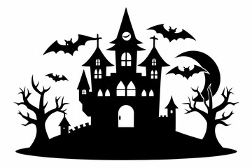 halloween haunt icon line art silhouette vector illustration