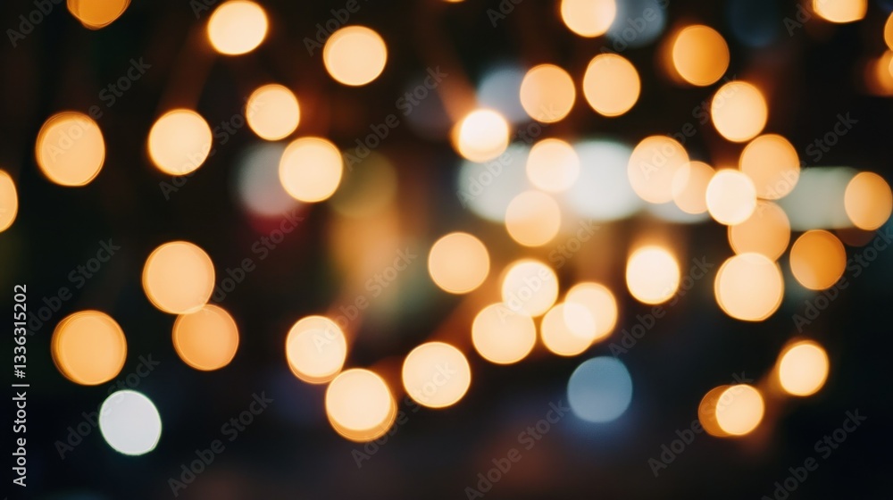 Poster Numerous bright circular light shapes creating a blurred abstract scene
