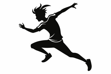 jumping young man line art silhouette vector illustration