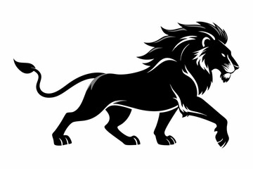 lion running line art silhouette vector illustration