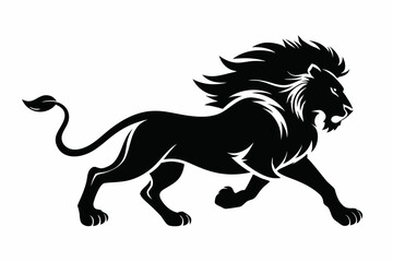 lion running line art silhouette vector illustration