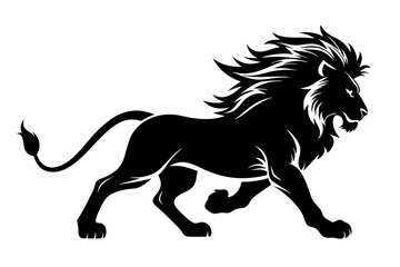 lion running line art silhouette vector illustration