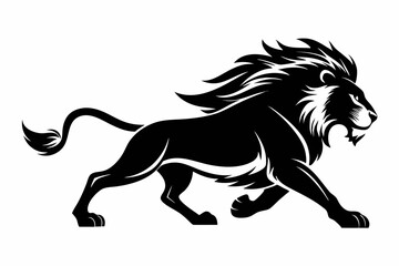 lion running line art silhouette vector illustration