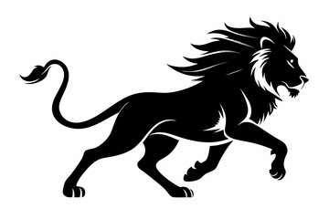 lion running line art silhouette vector illustration