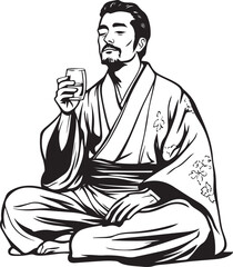 illustration of a man sitting on the floor