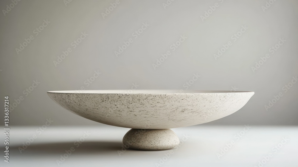 Poster a large shallow bowl resting on a rounded pedestal base