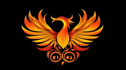 Fototapeta premium A stylized phoenix illustration with outstretched wings of vibrant color