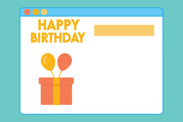 Online Birthday Cheer: A festive birthday card, bursting with bright colors and playful illustrations, pops up on a computer screen, ready to send joyful wishes to celebrate a special day. 