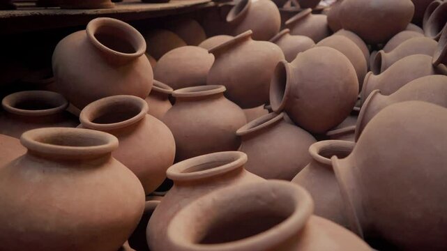 Handcrafted Indian pottery at Dharavi, Mumbai city, India