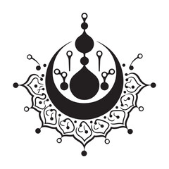 Elegant Muslim festival design with crescent moon and lanterns