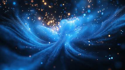 Fototapeta premium Blue and colorful fireworks display lighting up the sky with spectacular bursts