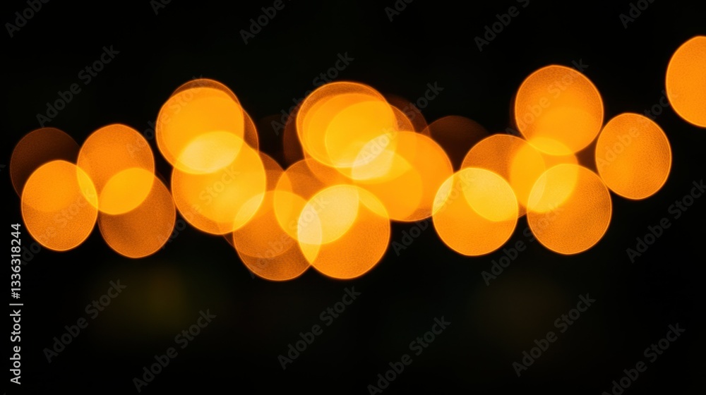 Poster abstract display of blurred orange circles against a black background