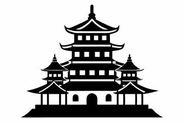 pagoda line art silhouette vector illustration