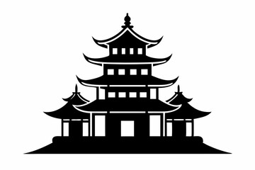 pagoda line art silhouette vector illustration