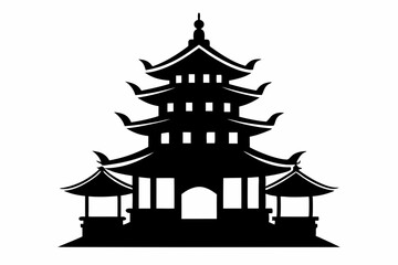pagoda line art silhouette vector illustration