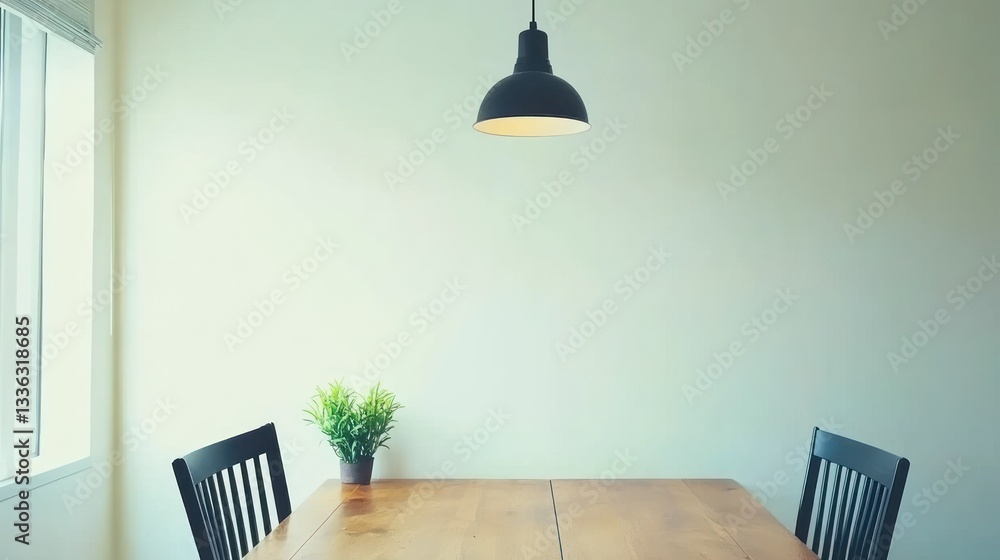 Poster a simple dining area features a table and two chairs