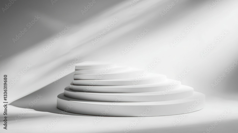Poster a white staircase shape under bright light with shadow effect