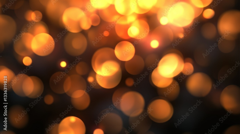 Poster abstract image of warm colored blurred illuminated spheres
